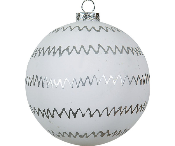 Ασημί Γυάλινη Χριστουγεννιάτικη Μπάλα 10cm,Σέτ/4