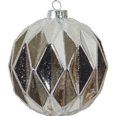 Ασημί Γυάλινη Χριστουγεννιάτικη Μπάλα 8cm ,Σέτ/6