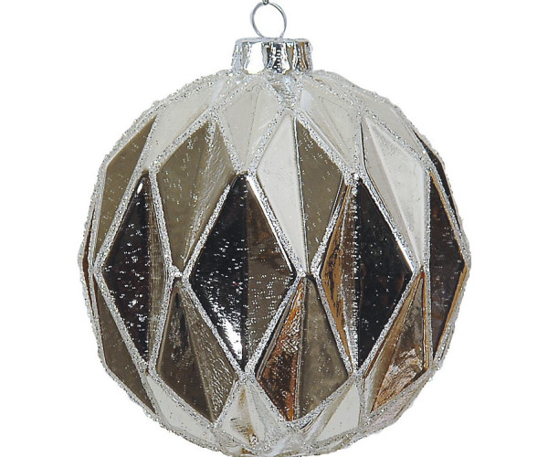 Ασημί Γυάλινη Χριστουγεννιάτικη Μπάλα 8cm ,Σέτ/6