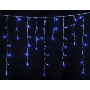 100Led Σταθερή Ασύμμετρη Κουρτίνα Με Επέκταση 200 x 100(h)cm,Διάφανο Καλώδιο/Μπλέ Λαμπάκι 