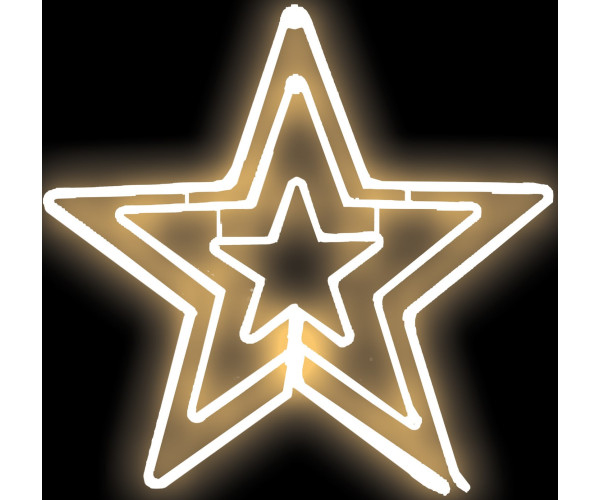 Τριπλό Σταθερό Αστέρι Με 600Led Θερμό Φωτισμό Πλακέ Φωτοσωλήνα,70cm,Ip44