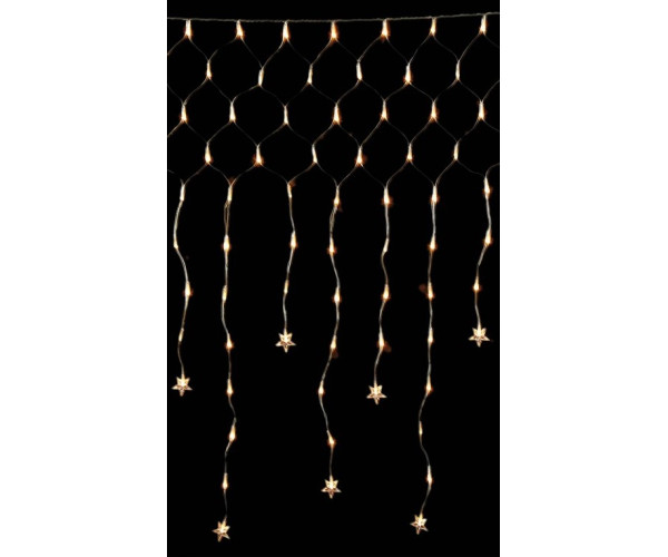 160L Gs Ασύμετρη Κουρτίνα Με Επέκταση, Διάφανο Καλώδιο - Θερμό Λαμπάκι 200 x 130cm