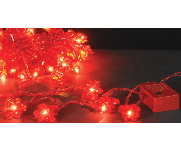 50 Λαμπάκια Με Ακρυλικά Σχέδια Και 8 Προγράμματα Με Κόκκινο Καλώδιο Και Λαμπάκι, Απόσταση 9 Μέτρων