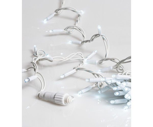 100Led Rubber Λαμπάκια Επεκτεινόμενα Με Λευκό Καλώδιο/Λευκό Λαμπάκι ,Ip44 , 10 Μέτρα (Kelvin: 6.000 - 10.000)
