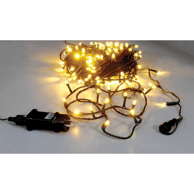 200Led Λαμπάκια Diamond Με Μετασχηματιστή Ip44 Και Χρονοδιακόπτη ,Με Πράσινο Καλώδιο/Θερμό Λαμπάκι , 20 Μέτρα (Kelvin: 2.500 - 2.800)