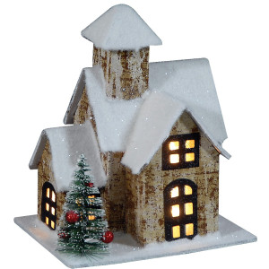 Χάρτινο Διακοσμητικό Σπιτάκι με Led Φωτισμό Μπαταρίας ,20(H) x 15 x 22cm