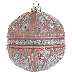 Ρόζ Γυάλινη Χριστουγεννιάτικη Μπάλα 8cm,Σέτ/6