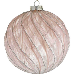 Ρόζ Γυάλινη Χριστουγεννιάτικη Μπάλα 8cm,Σέτ/6