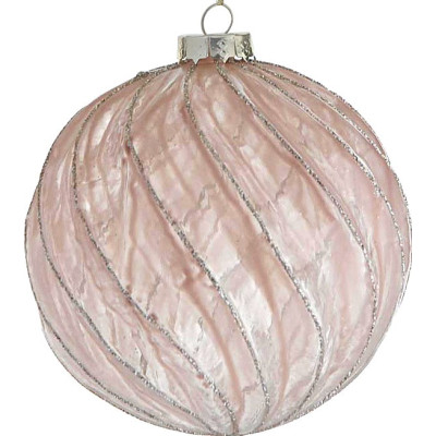 Ρόζ Γυάλινη Χριστουγεννιάτικη Μπάλα 8cm,Σέτ/6