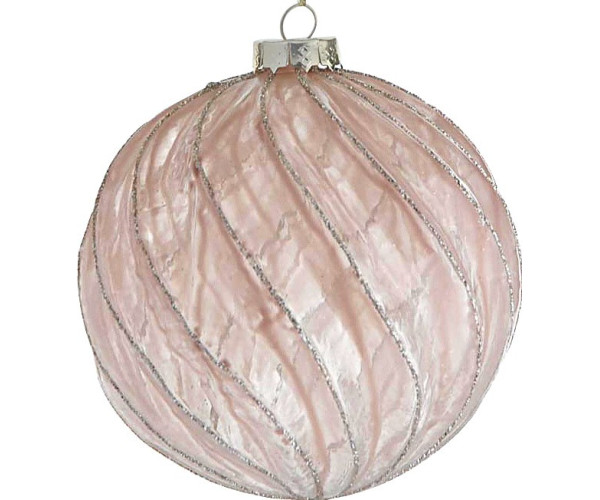 Ρόζ Γυάλινη Χριστουγεννιάτικη Μπάλα 8cm,Σέτ/6