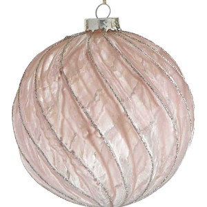 Ρόζ Γυάλινη Χριστουγεννιάτικη Μπάλα 10cm,Σέτ/4