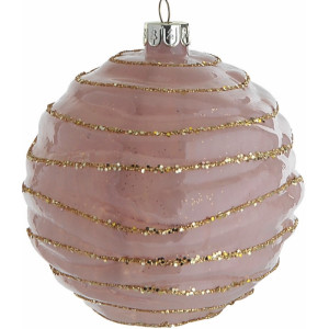 Ρόζ Γυάλινη Χριστουγεννιάτικη Μπάλα 8cm,Σέτ/6