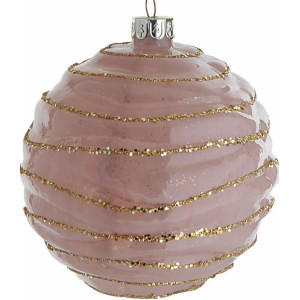 Ρόζ Γυάλινη Χριστουγεννιάτικη Μπάλα 10cm,Σέτ/4