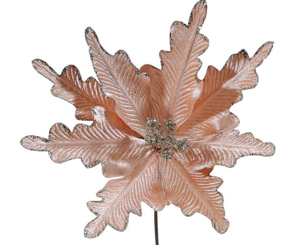 Ρόζ Χριστουγεννιάτικο Διακοσμητικό Λουλούδι 25cm