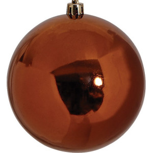 Χάλκινη Πλαστική Γυαλιστερή Χριστουγεννιάτικη Μπάλα 8cm,Σέτ/6