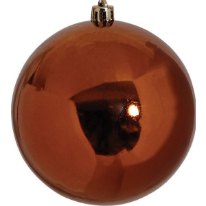 Χάλκινη Πλαστική Γυαλιστερή  Χριστουγεννιάτικη Μπάλα 10cm ,Σέτ/4