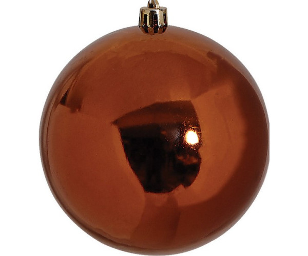 Χάλκινη Πλαστική Γυαλιστερή  Χριστουγεννιάτικη Μπάλα 10cm ,Σέτ/4