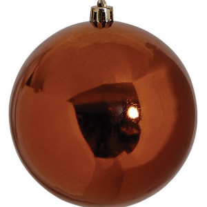 Χάλκινη Γυαλιστερή Χριστουγεννιάτικη Μπάλα 8cm,Σέτ/6
