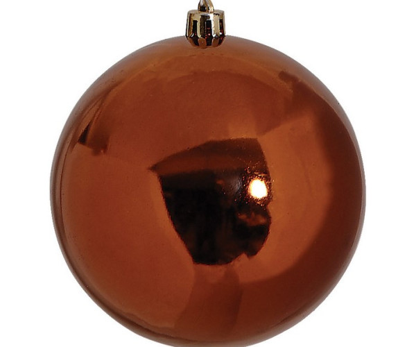 Χάλκινη Γυαλιστερή Χριστουγεννιάτικη Μπάλα 8cm,Σέτ/6