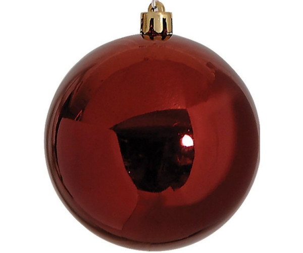 Χάλκινη Πλαστική Γυαλιστερή Χριστουγεννιάτικη Μπάλα 10cm,Σέτ/4