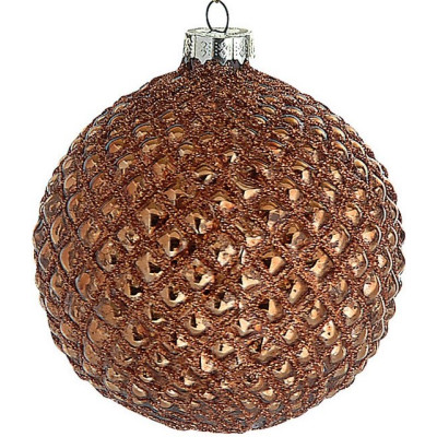 Χάλκινη Γυάλινη Χριστουγεννιάτικη Μπάλα 10cm,Σέτ/4