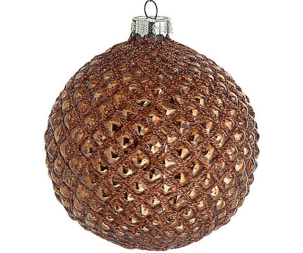 Χάλκινη Γυάλινη Χριστουγεννιάτικη Μπάλα 10cm,Σέτ/4