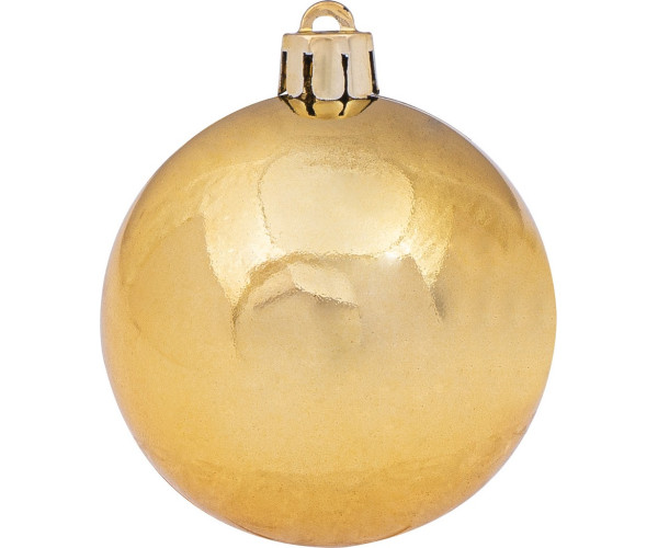 Χρυσή Γυαλιστερή Πλαστική Χριστουγεννιάτικη Μπάλα 6cm,Σέτ/12