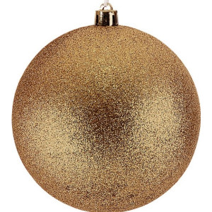 Χρυσή Πλαστική Χριστουγεννιάτικη Μπάλα Με Γκλίτερ 10cm,Σέτ/4