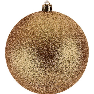 Χρυσή Πλαστική Χριστουγεννιάτικη Μπάλα Με Γκλίτερ 10cm,Σέτ/4
