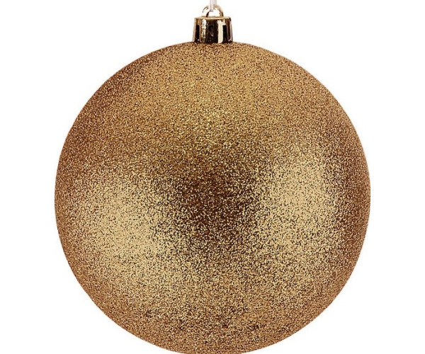 Χρυσή Πλαστική Χριστουγεννιάτικη Μπάλα Με Γκλίτερ 10cm,Σέτ/4
