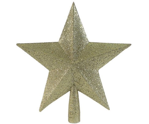 Χρυσή Χριστουγεννιάτικη Κορυφή Δέντρου Με Γκλίτερ 23cm