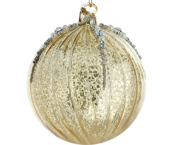 Γυάλινη Χρυσή Χριστουγεννιάτικη Μπάλα 8cm,Σέτ/6