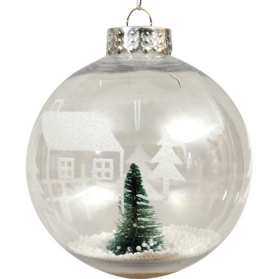 Διάφανη Πλαστική Χριστουγεννιάτικη Μπάλα 10cm,Σέτ/4