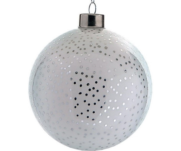 Λευκή Γυάλινη Χριστουγεννιάτικη Μπάλα 10cm,Σέτ/4