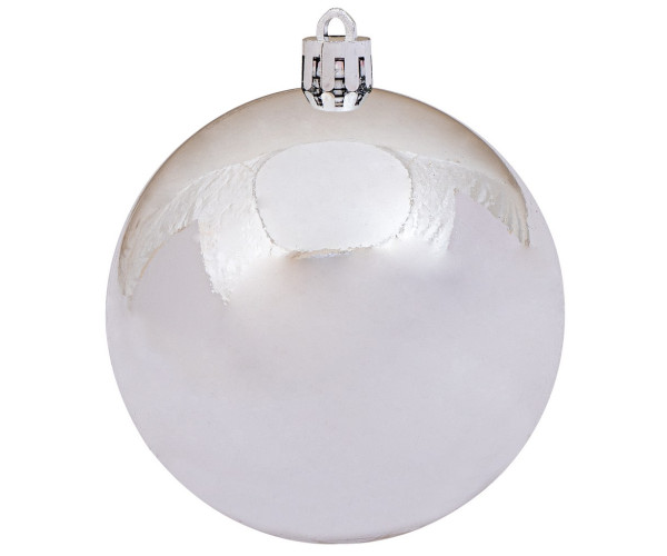 Ασημί Πλαστική Γυαλιστερή Χριστουγεννιάτικη Μπάλα 6cm ,Σέτ/12