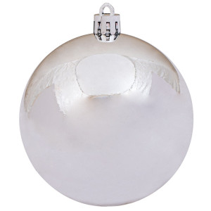 Ασημί Πλαστική Γυαλιστερή Χριστουγεννιάτικη Μπάλα 8cm,Σέτ/6