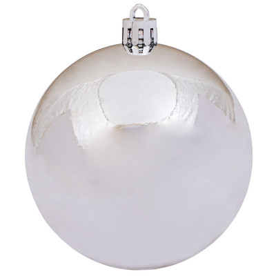 Ασημί Πλαστική Γυαλιστερή Χριστουγεννιάτικη Μπάλα 8cm,Σέτ/6