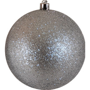Ασημί Πλαστική Χριστουγεννιάτικη Μπάλα Διακόσμησης Με Γκλίτερ 30cm
