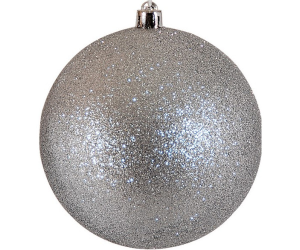 Ασημί Πλαστική Χριστουγεννιάτικη Μπάλα Με Γκλίτερ 6cm,Σέτ/12