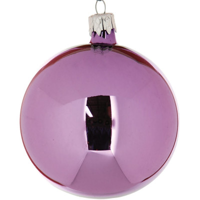 Μώβ Γυάλινη Χριστουγεννιάτικη Μπάλα 10cm ,Σέτ/4 ,2 Σχέδια