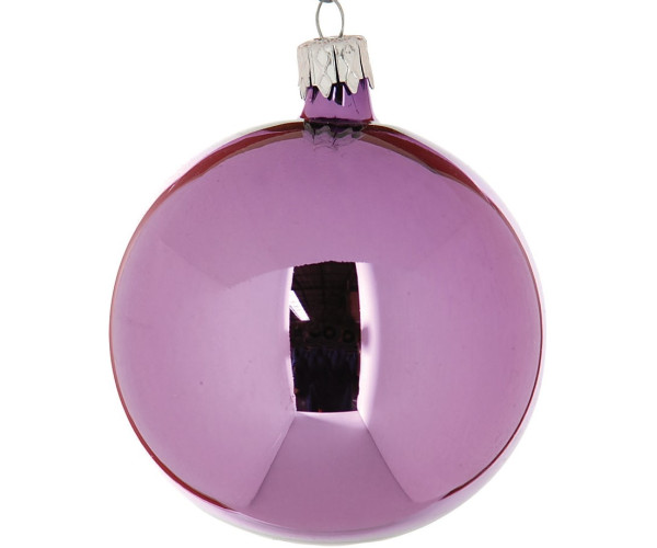 Μώβ Γυάλινη Χριστουγεννιάτικη Μπάλα 10cm ,Σέτ/4 ,2 Σχέδια