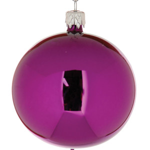 Μώβ Γυάλινη Χριστουγεννιάτικη Μπάλα 8cm ,Σέτ/6 ,2 Σχέδια