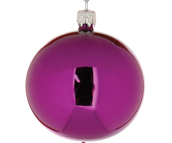 Μώβ Γυάλινη Χριστουγεννιάτικη Μπάλα 8cm ,Σέτ/6 ,2 Σχέδια