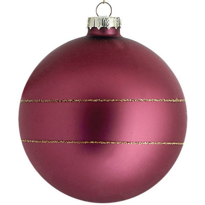 Μώβ Γυάλινη Χριστουγεννιάτικη Μπάλα 8cm,Σέτ/6