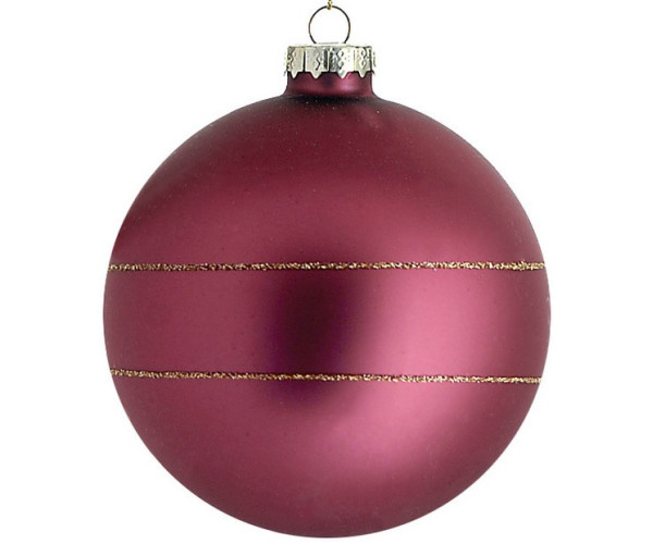 Μώβ Γυάλινη Χριστουγεννιάτικη Μπάλα 8cm,Σέτ/6