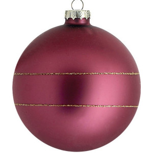 Μώβ Γυάλινη Χριστουγεννιάτικη Μπάλα 10cm,Σέτ/4