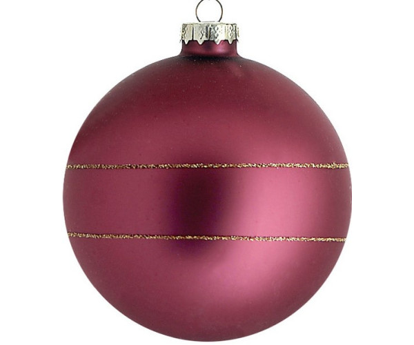 Μώβ Γυάλινη Χριστουγεννιάτικη Μπάλα 10cm,Σέτ/4