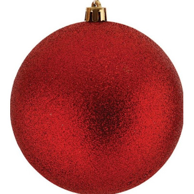 Κόκκινη Πλαστική Χριστουγεννιάτικη Μπάλα Με Glitter 10cm,Σέτ/4