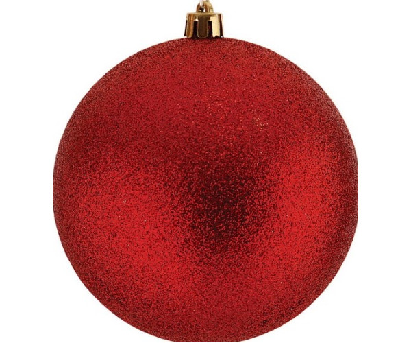 Κόκκινη Πλαστική Χριστουγεννιάτικη Μπάλα Με Glitter 10cm,Σέτ/4