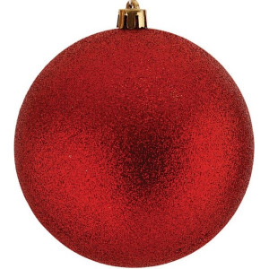 Κόκκινη Πλαστική Χριστουγεννιάτικη Μπάλα Με Glitter 8cm,Σέτ/6